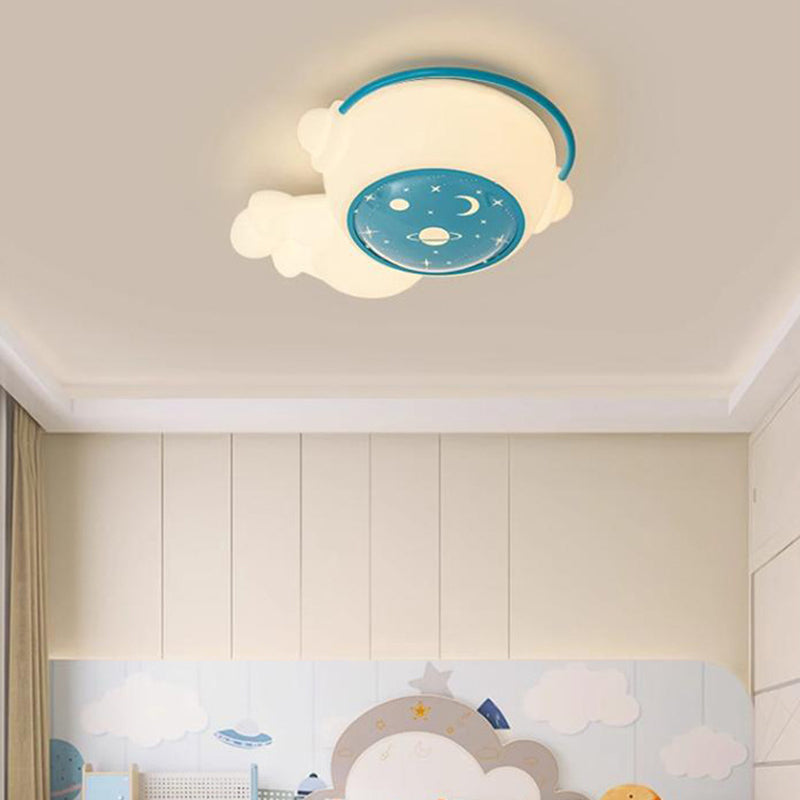Moderne Art Deco Kinder Astronaut Spaceman PE Eisen LED Deckenleuchte für Wohnzimmer 