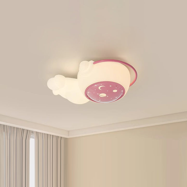 Moderne Art Deco Kinder Astronaut Spaceman PE Eisen LED Deckenleuchte für Wohnzimmer 