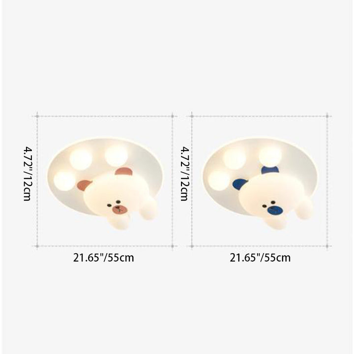 Lustre LED encastré rond en fer PE avec ours de dessin animé Art déco moderne pour chambre d'enfant 