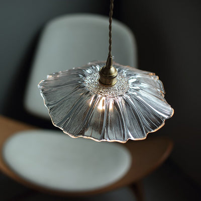 Contemporary Scandinavian Flowers Petals Irregular Round Glass Iron 1-Light Pendant Light For Living Room