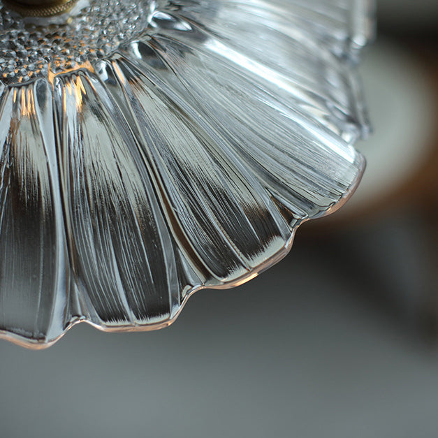 Contemporary Scandinavian Flowers Petals Irregular Round Glass Iron 1-Light Pendant Light For Living Room