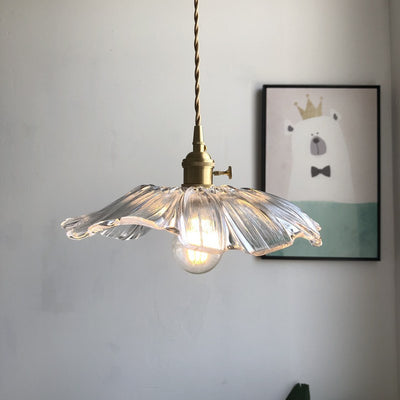 Contemporary Scandinavian Flowers Petals Irregular Round Glass Iron 1-Light Pendant Light For Living Room