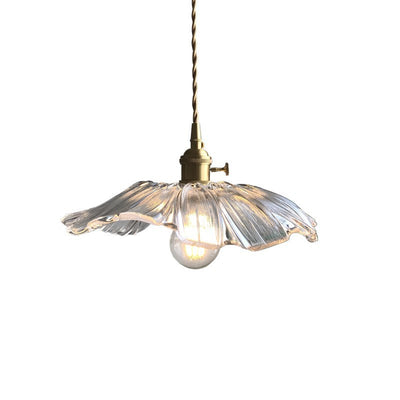 Contemporary Scandinavian Flowers Petals Irregular Round Glass Iron 1-Light Pendant Light For Living Room