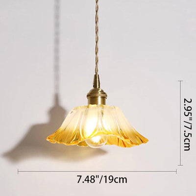 Contemporary Scandinavian Flowers Petals Irregular Round Glass Iron 1-Light Pendant Light For Living Room