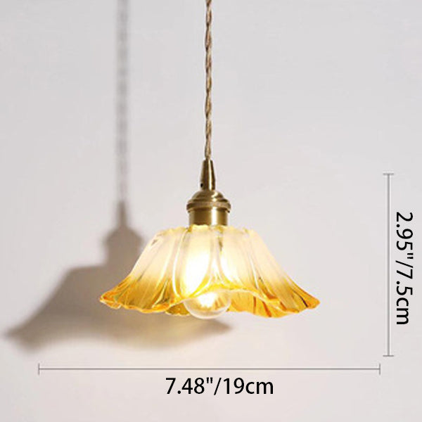 Contemporary Scandinavian Flowers Petals Irregular Round Glass Iron 1-Light Pendant Light For Living Room