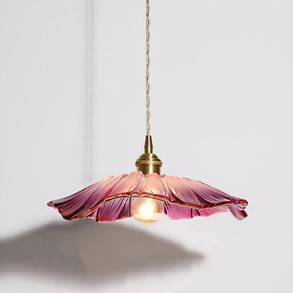 Contemporary Scandinavian Flowers Petals Irregular Round Glass Iron 1-Light Pendant Light For Living Room