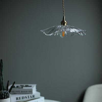 Contemporary Scandinavian Flowers Petals Irregular Round Glass Iron 1-Light Pendant Light For Living Room