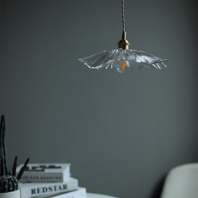 Contemporary Scandinavian Flowers Petals Irregular Round Glass Iron 1-Light Pendant Light For Living Room
