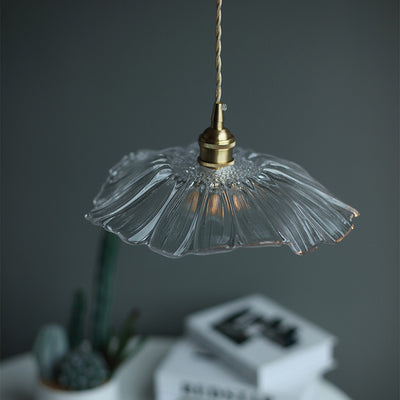 Contemporary Scandinavian Flowers Petals Irregular Round Glass Iron 1-Light Pendant Light For Living Room