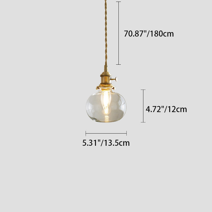 Lustre suspendu contemporain nordique en verre avec boule cylindrique en laiton à 1 lumière pour salon 
