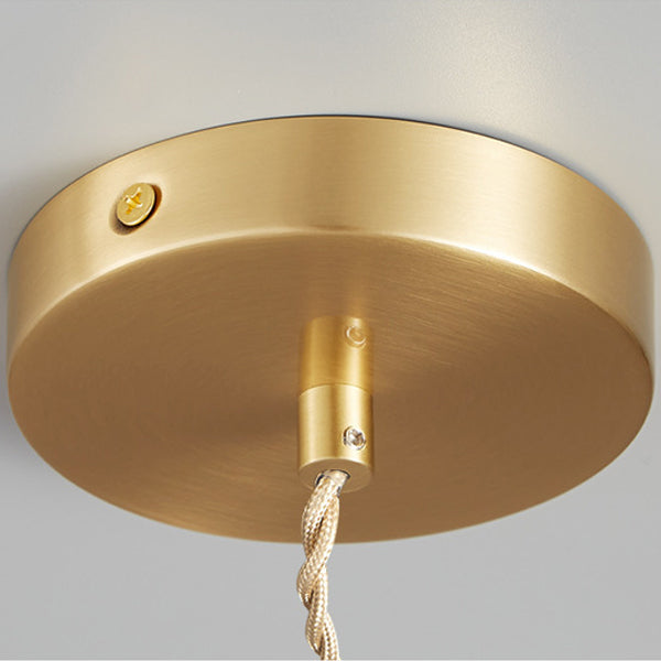 Lustre suspendu contemporain nordique en verre avec boule cylindrique en laiton à 1 lumière pour salon 