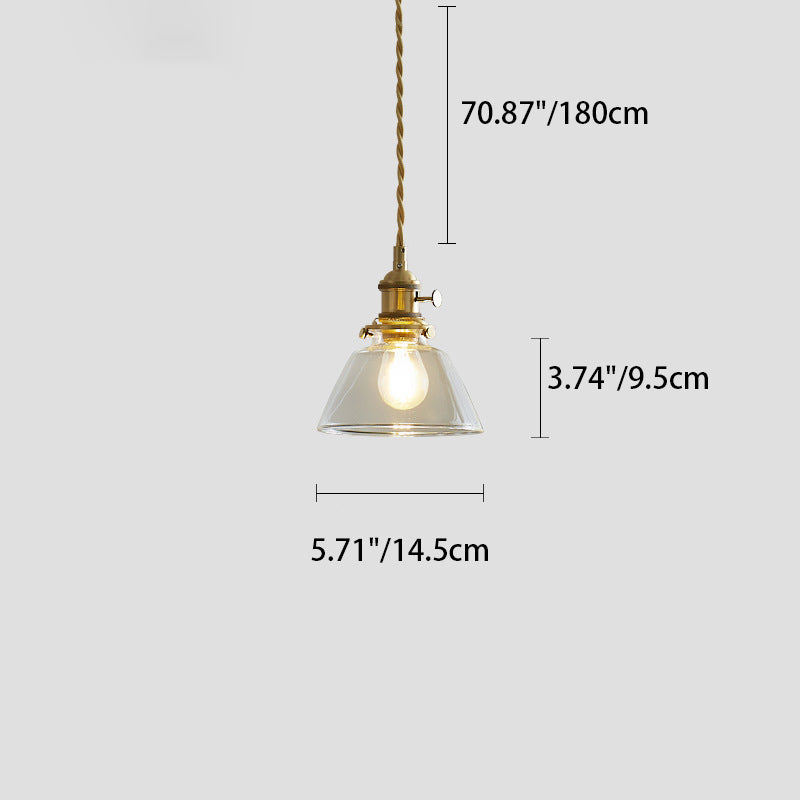 Lustre suspendu contemporain nordique en verre avec boule cylindrique en laiton à 1 lumière pour salon 