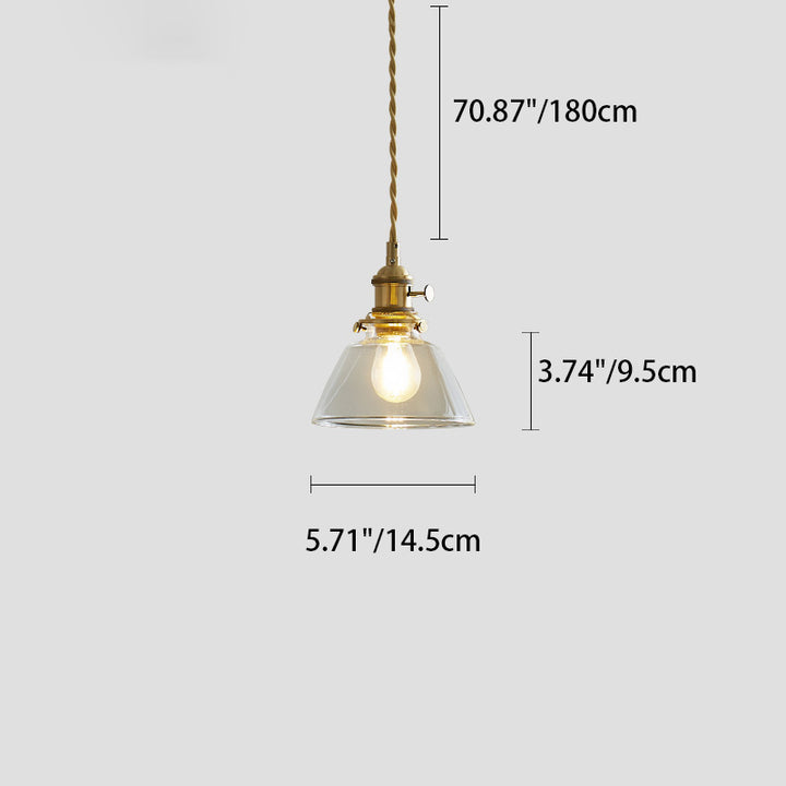 Lustre suspendu contemporain nordique en verre avec boule cylindrique en laiton à 1 lumière pour salon 