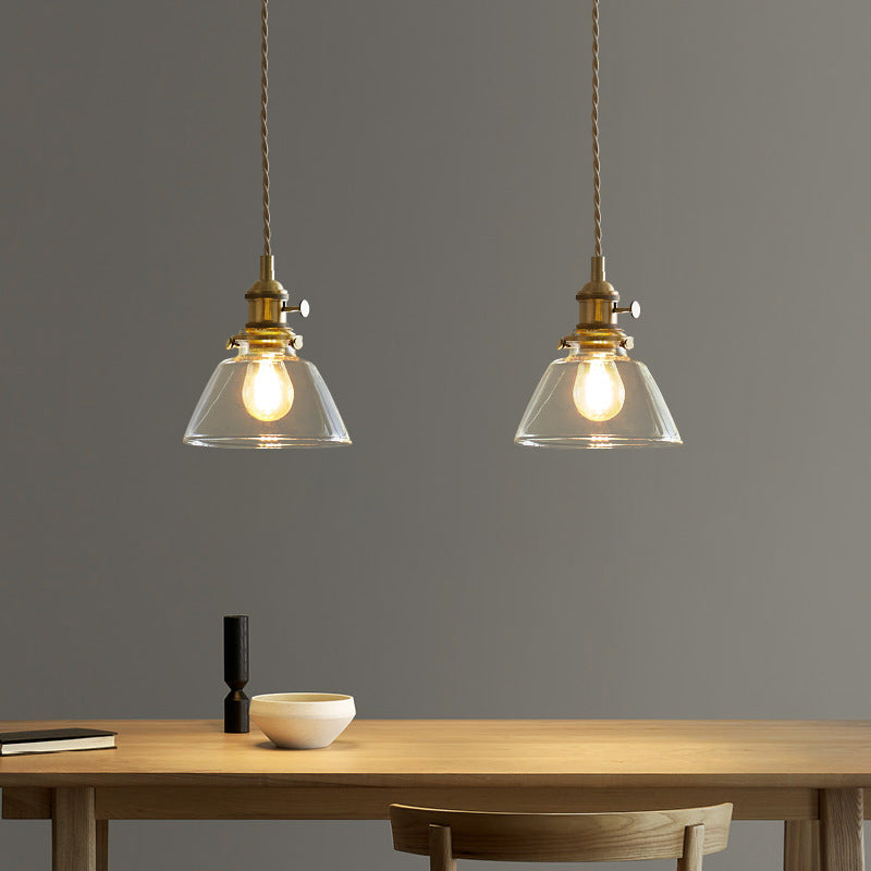 Lustre suspendu contemporain nordique en verre avec boule cylindrique en laiton à 1 lumière pour salon 