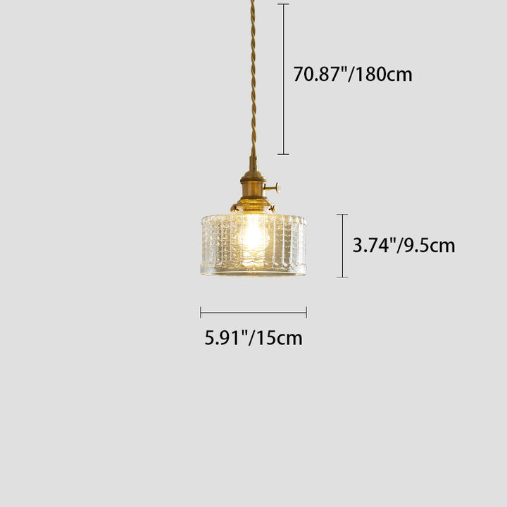 Lustre suspendu contemporain nordique en verre avec boule cylindrique en laiton à 1 lumière pour salon 
