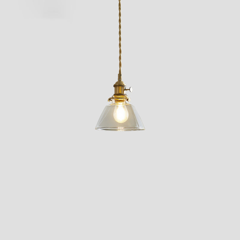 Lustre suspendu contemporain nordique en verre avec boule cylindrique en laiton à 1 lumière pour salon 