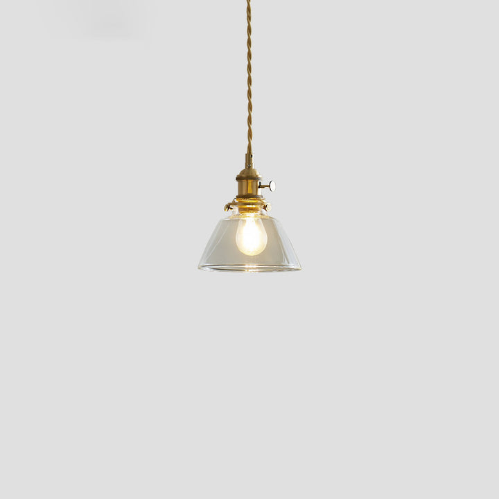 Lustre suspendu contemporain nordique en verre avec boule cylindrique en laiton à 1 lumière pour salon 