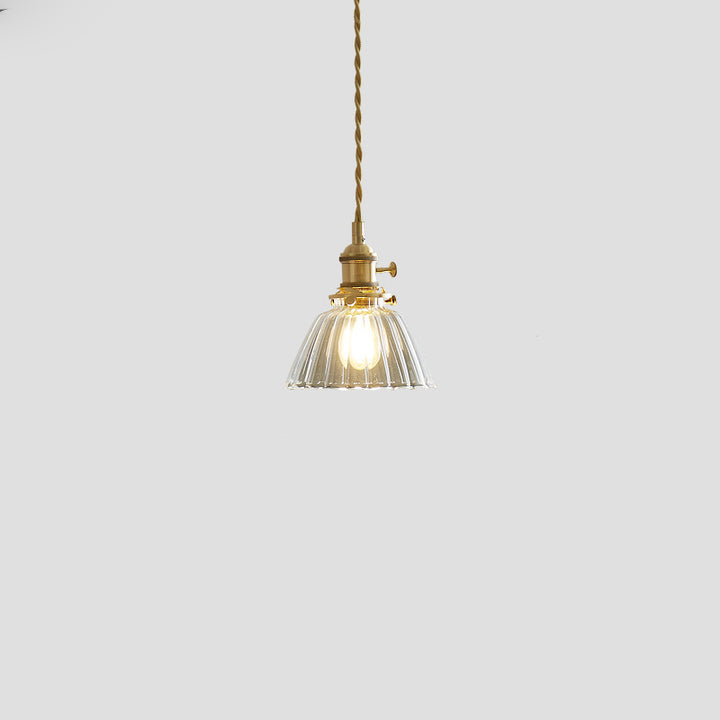 Lustre suspendu contemporain nordique en verre avec boule cylindrique en laiton à 1 lumière pour salon 