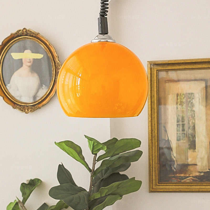 Lámpara colgante de 1 luz de hierro, vidrio, tambor redondo y minimalista moderna para sala de estar 