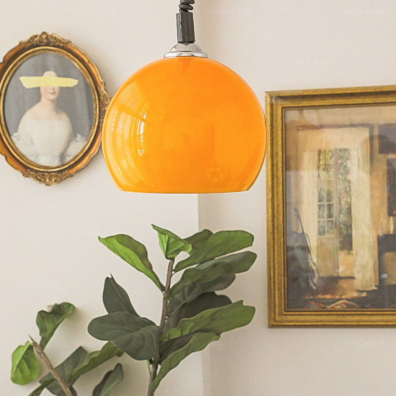 Lámpara colgante de 1 luz de hierro, vidrio, tambor redondo y minimalista moderna para sala de estar 