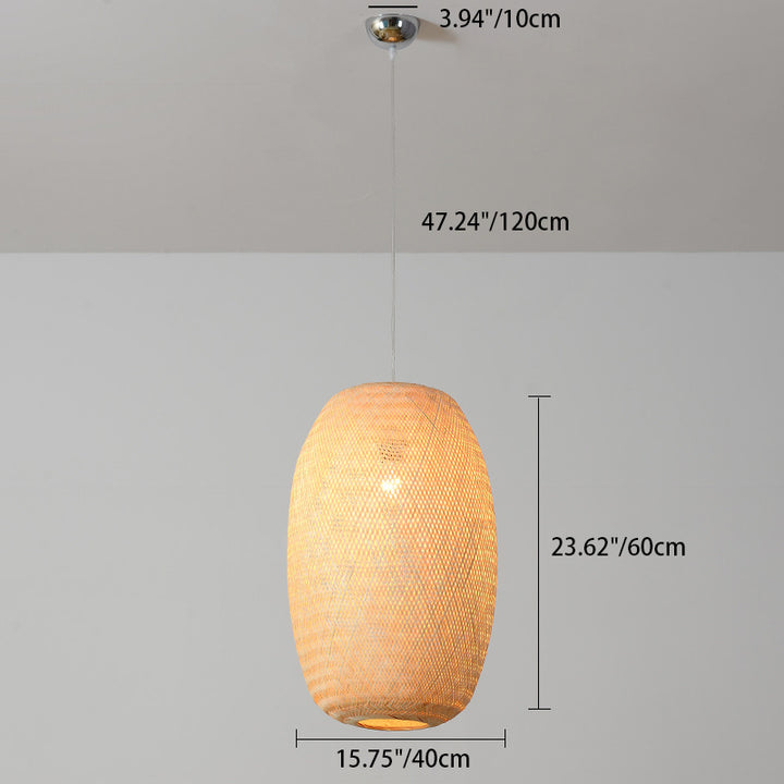 Traditionelle Chinesische Wintermelonen-Fliegende Untertasse Kürbis Runde Bambus Eisen 1-Licht Pendelleuchte Für Wohnzimmer 