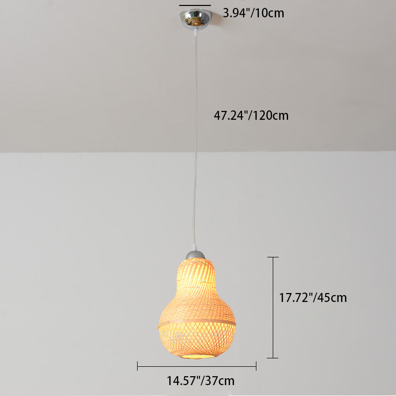 Lanterne suspendue à 1 lumière en forme de soucoupe volante en courge de cire traditionnelle chinoise en bambou rond et fer pour salon 