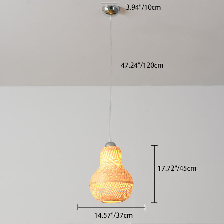 Lanterne suspendue à 1 lumière en forme de soucoupe volante en courge de cire traditionnelle chinoise en bambou rond et fer pour salon 