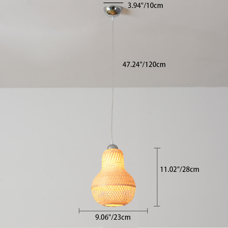 Lanterne suspendue à 1 lumière en forme de soucoupe volante en courge de cire traditionnelle chinoise en bambou rond et fer pour salon 