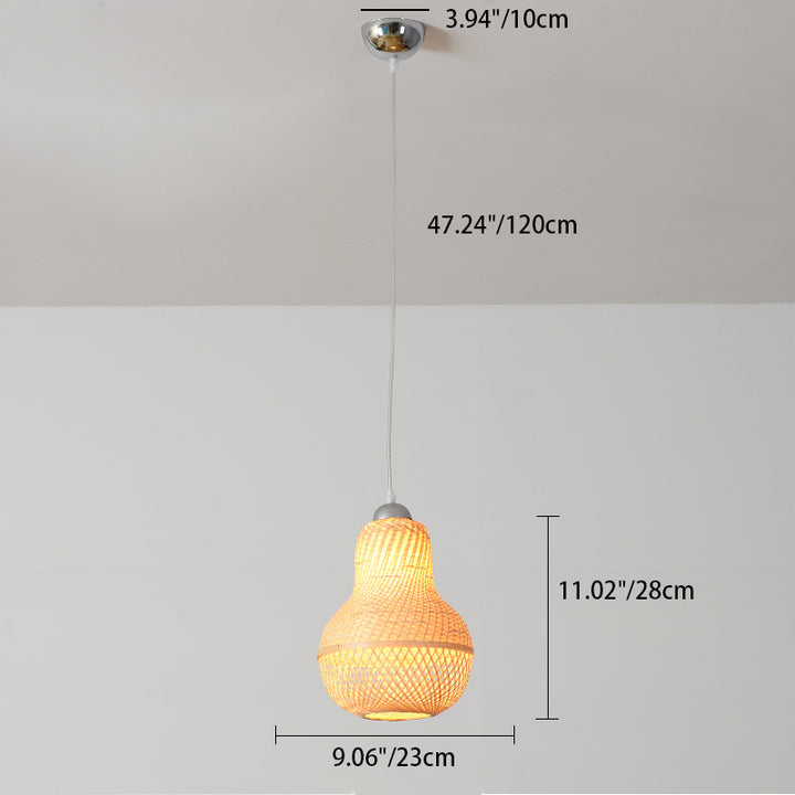 Lanterne suspendue à 1 lumière en forme de soucoupe volante en courge de cire traditionnelle chinoise en bambou rond et fer pour salon 