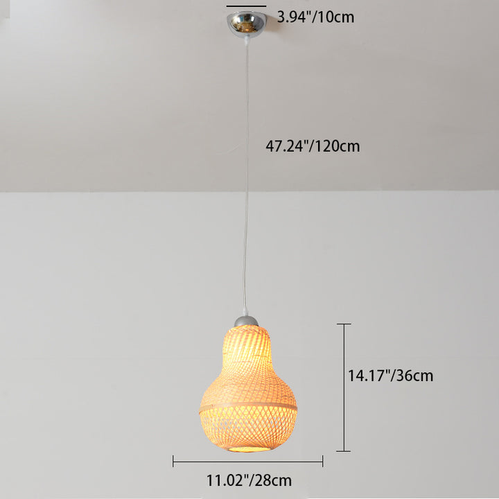 Lanterne suspendue à 1 lumière en forme de soucoupe volante en courge de cire traditionnelle chinoise en bambou rond et fer pour salon 