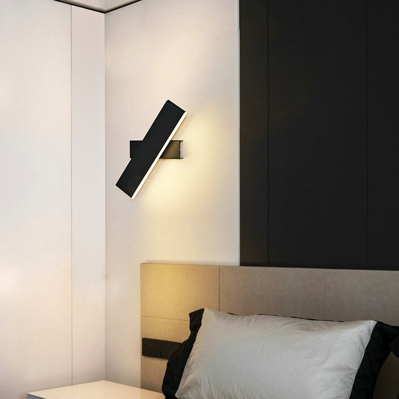 Moderne minimalistische drehbare rechteckige Acryl-Aluminium-LED-Wandleuchte für das Wohnzimmer 