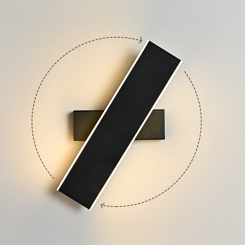 Moderne minimalistische drehbare rechteckige Acryl-Aluminium-LED-Wandleuchte für das Wohnzimmer 