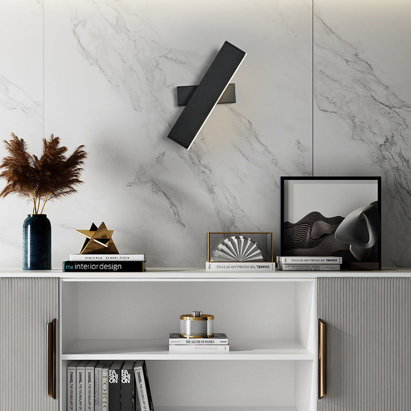 Moderne minimalistische drehbare rechteckige Acryl-Aluminium-LED-Wandleuchte für das Wohnzimmer 
