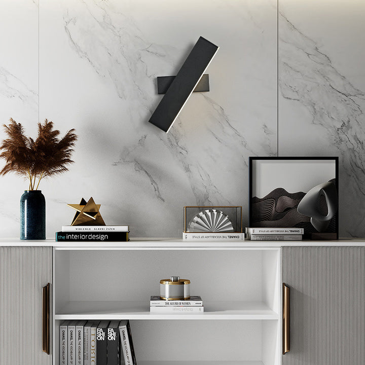 Moderne minimalistische drehbare rechteckige Acryl-Aluminium-LED-Wandleuchte für das Wohnzimmer 