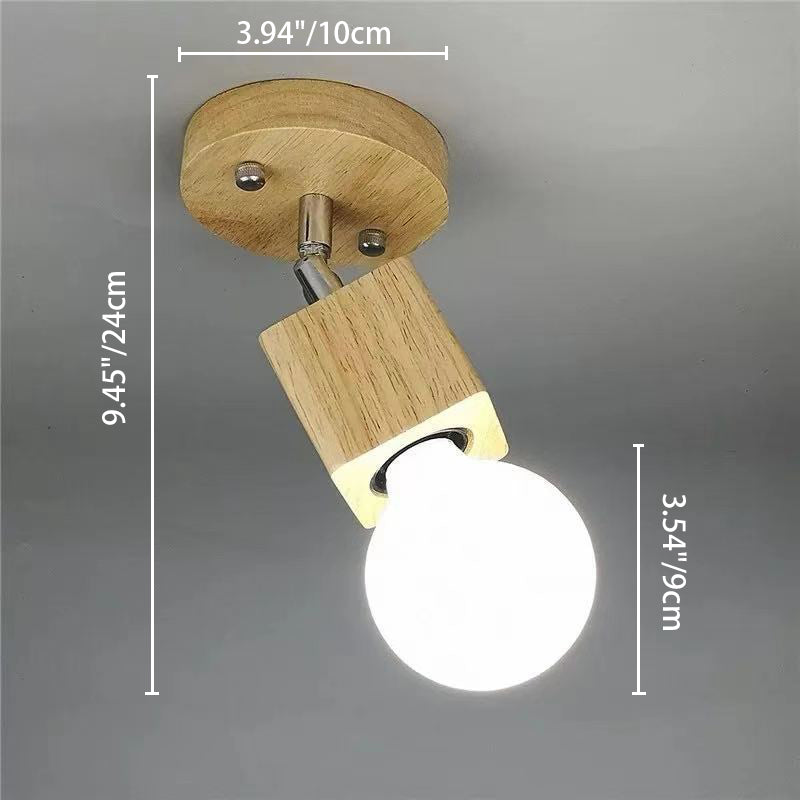 Modern Minimalist Square Orb Wood 1/3 Light Semi-Flush Mount Ceiling Light For Bedroom