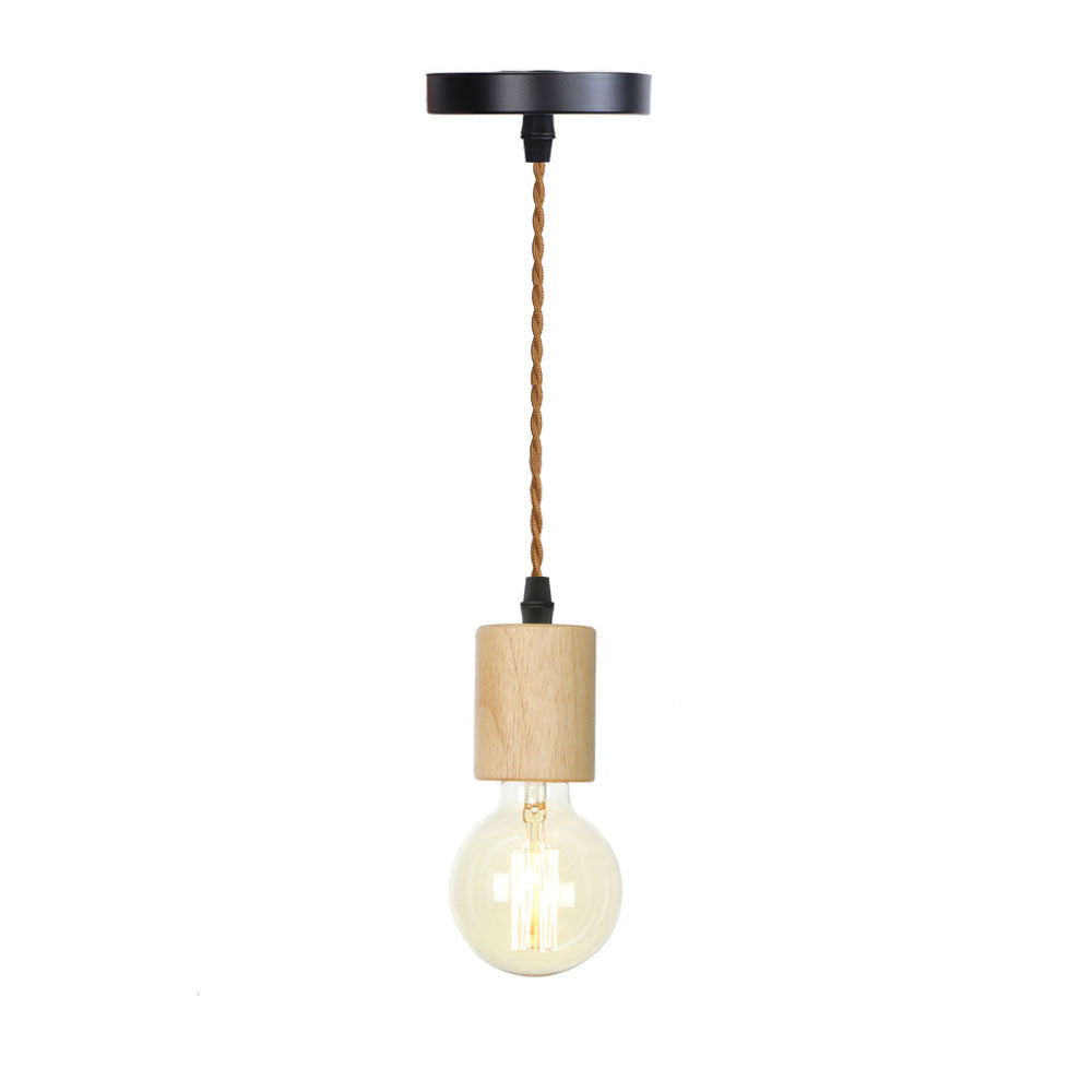 Moderne Einfachheit Dreieck Zylinder Runde Glas Holz Eisen 1-Licht Pendelleuchte für Wohnzimmer 