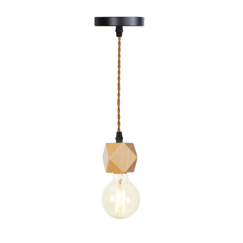 Moderne Einfachheit Dreieck Zylinder Runde Glas Holz Eisen 1-Licht Pendelleuchte für Wohnzimmer 