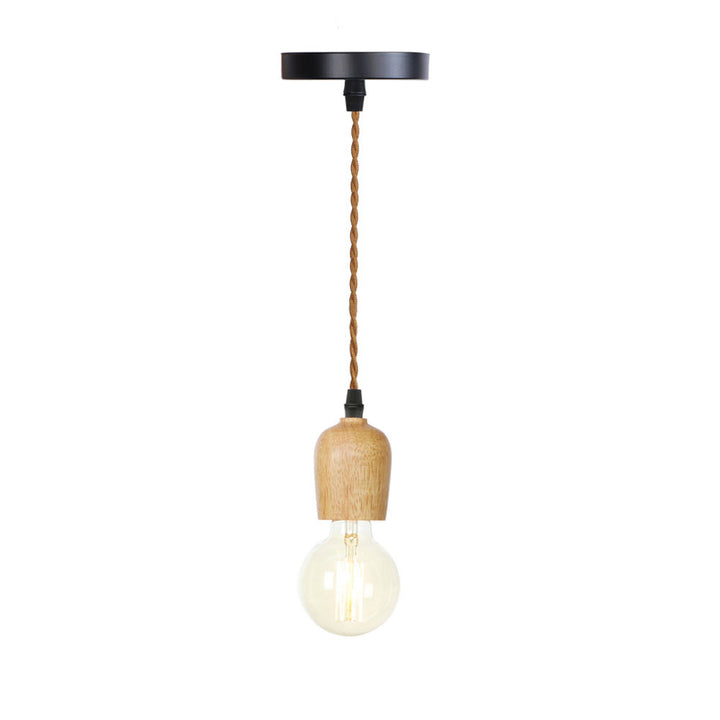 Moderne Einfachheit Dreieck Zylinder Runde Glas Holz Eisen 1-Licht Pendelleuchte für Wohnzimmer 