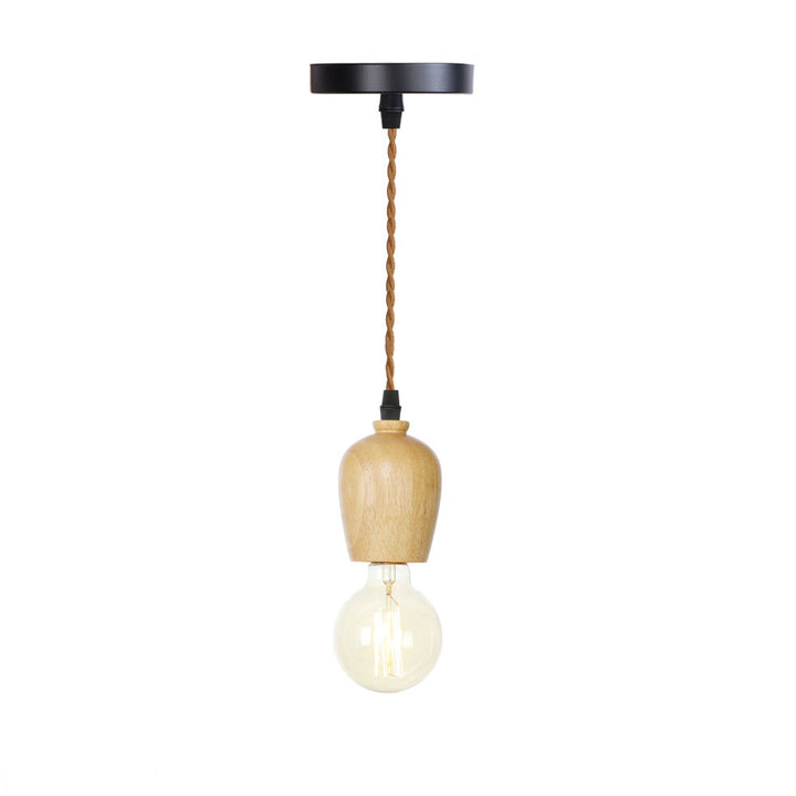 Moderne Einfachheit Dreieck Zylinder Runde Glas Holz Eisen 1-Licht Pendelleuchte für Wohnzimmer 