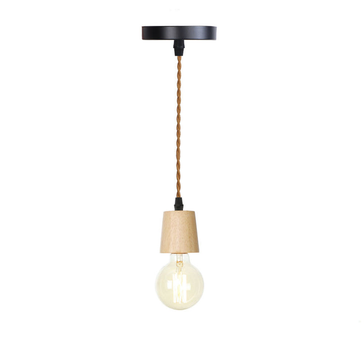 Moderne Einfachheit Dreieck Zylinder Runde Glas Holz Eisen 1-Licht Pendelleuchte für Wohnzimmer 