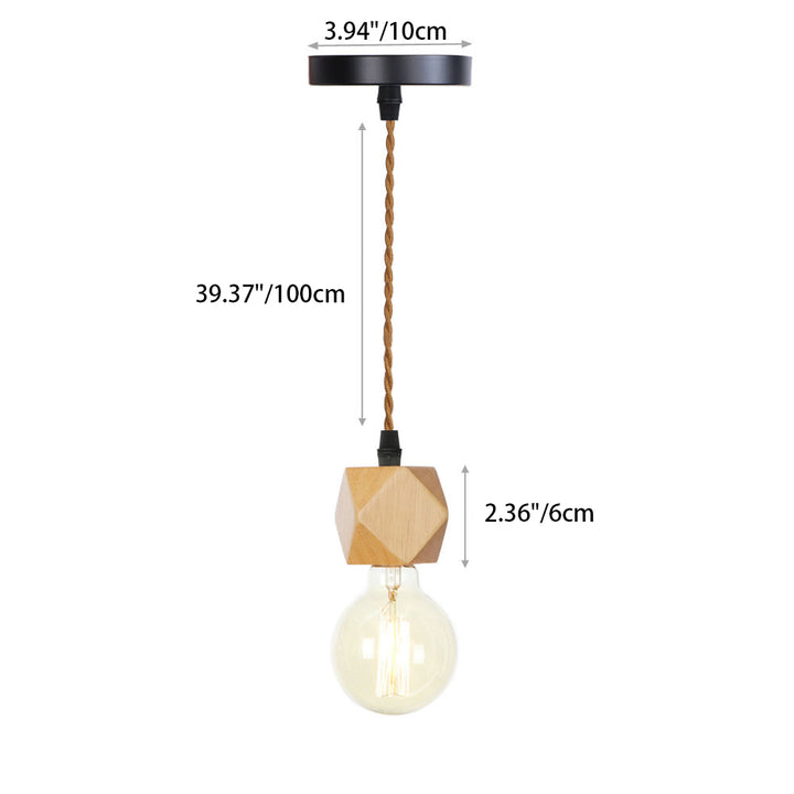 Moderne Einfachheit Dreieck Zylinder Runde Glas Holz Eisen 1-Licht Pendelleuchte für Wohnzimmer 
