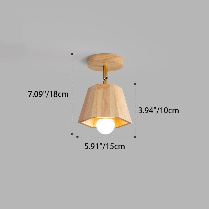 Plafonnier semi-encastré contemporain scandinave hexagonal en bois de caoutchouc 1/2/3/4/5 lumières pour chambre 