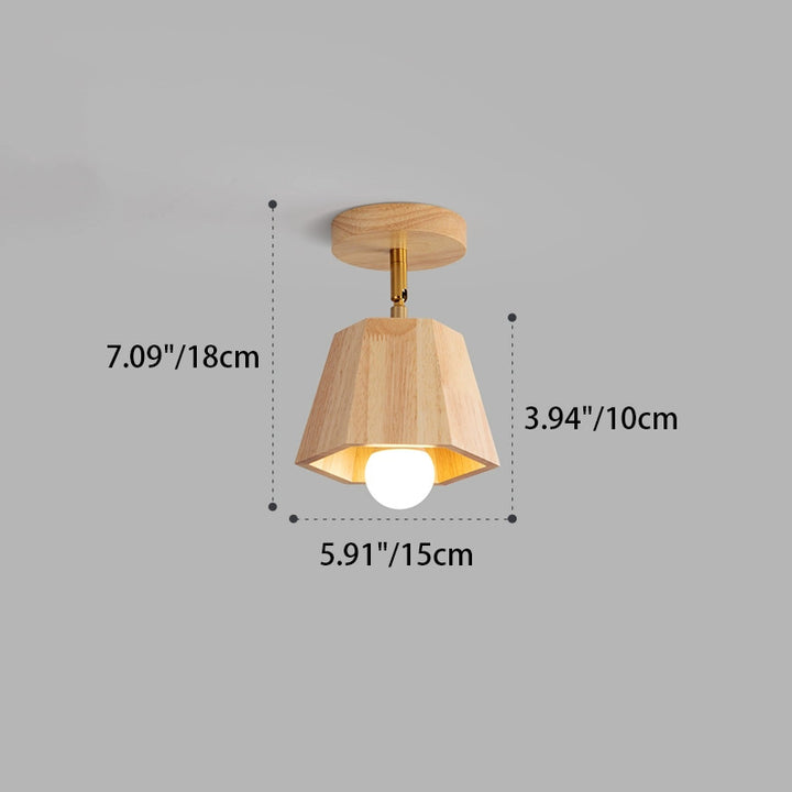 Plafonnier semi-encastré contemporain scandinave hexagonal en bois de caoutchouc 1/2/3/4/5 lumières pour chambre 