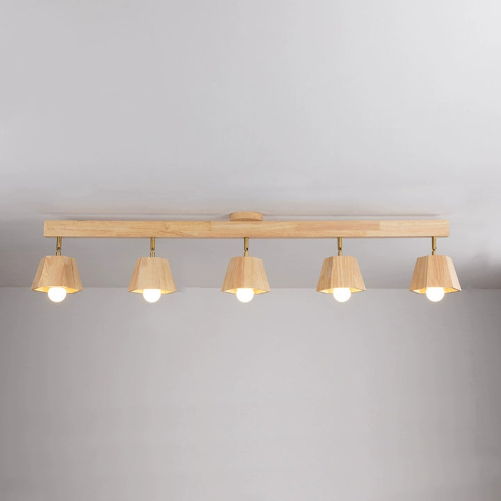 Plafonnier semi-encastré contemporain scandinave hexagonal en bois de caoutchouc 1/2/3/4/5 lumières pour chambre 
