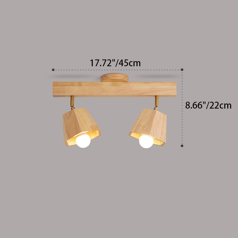 Plafonnier semi-encastré contemporain scandinave hexagonal en bois de caoutchouc 1/2/3/4/5 lumières pour chambre 