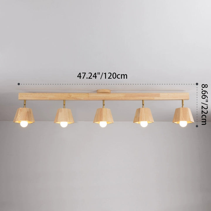 Plafonnier semi-encastré contemporain scandinave hexagonal en bois de caoutchouc 1/2/3/4/5 lumières pour chambre 