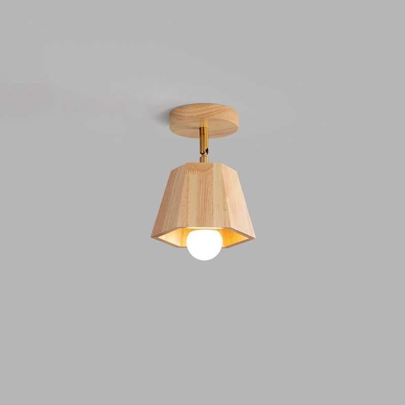 Plafonnier semi-encastré contemporain scandinave hexagonal en bois de caoutchouc 1/2/3/4/5 lumières pour chambre 