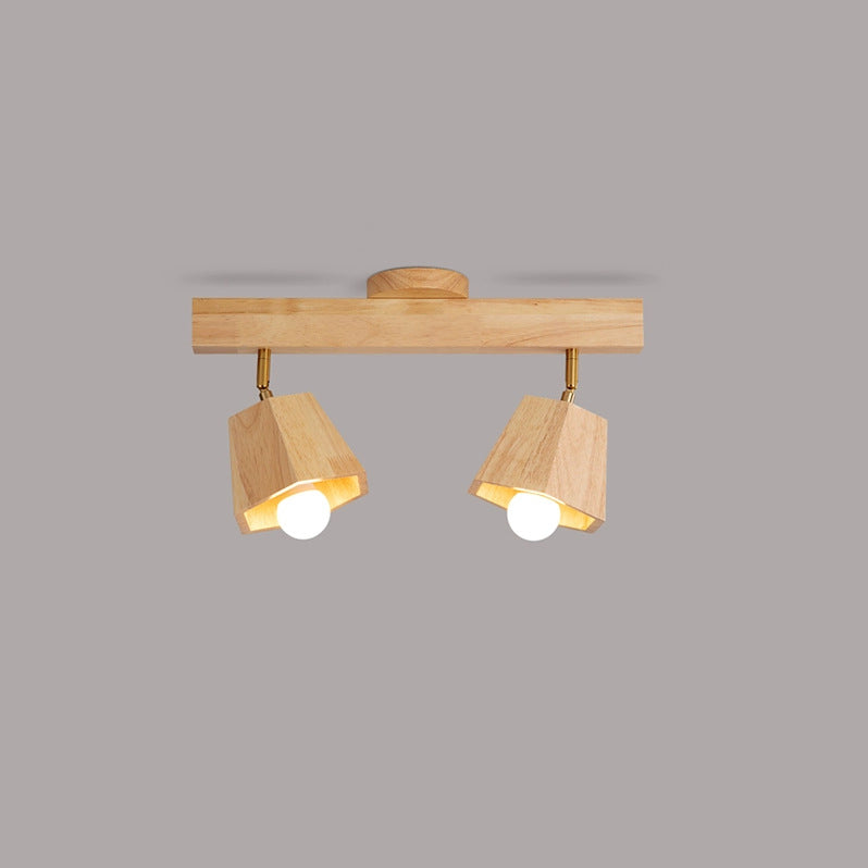 Plafonnier semi-encastré contemporain scandinave hexagonal en bois de caoutchouc 1/2/3/4/5 lumières pour chambre 