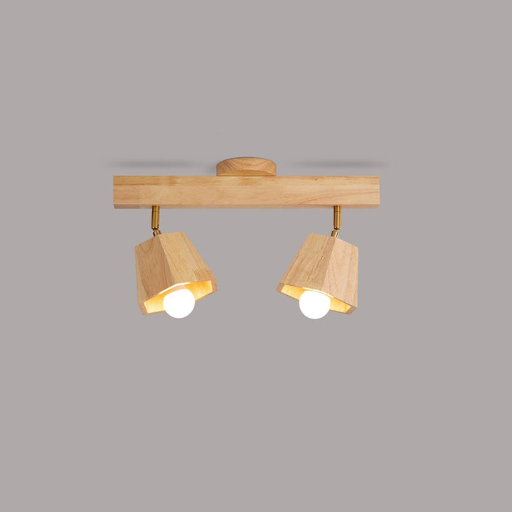 Plafonnier semi-encastré contemporain scandinave hexagonal en bois de caoutchouc 1/2/3/4/5 lumières pour chambre 