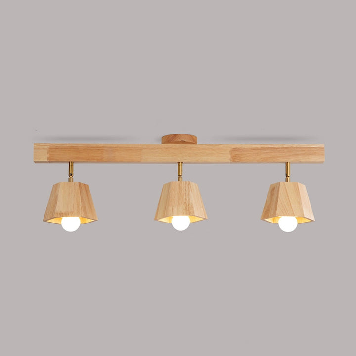 Plafonnier semi-encastré contemporain scandinave hexagonal en bois de caoutchouc 1/2/3/4/5 lumières pour chambre 